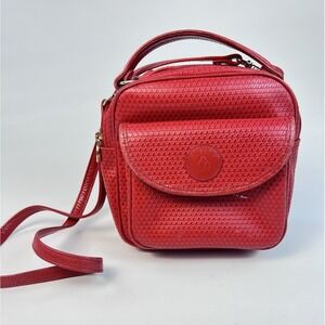Vintage Liz Claiborne Red Crossbody Bag Embossed Leather Purse Y2K
